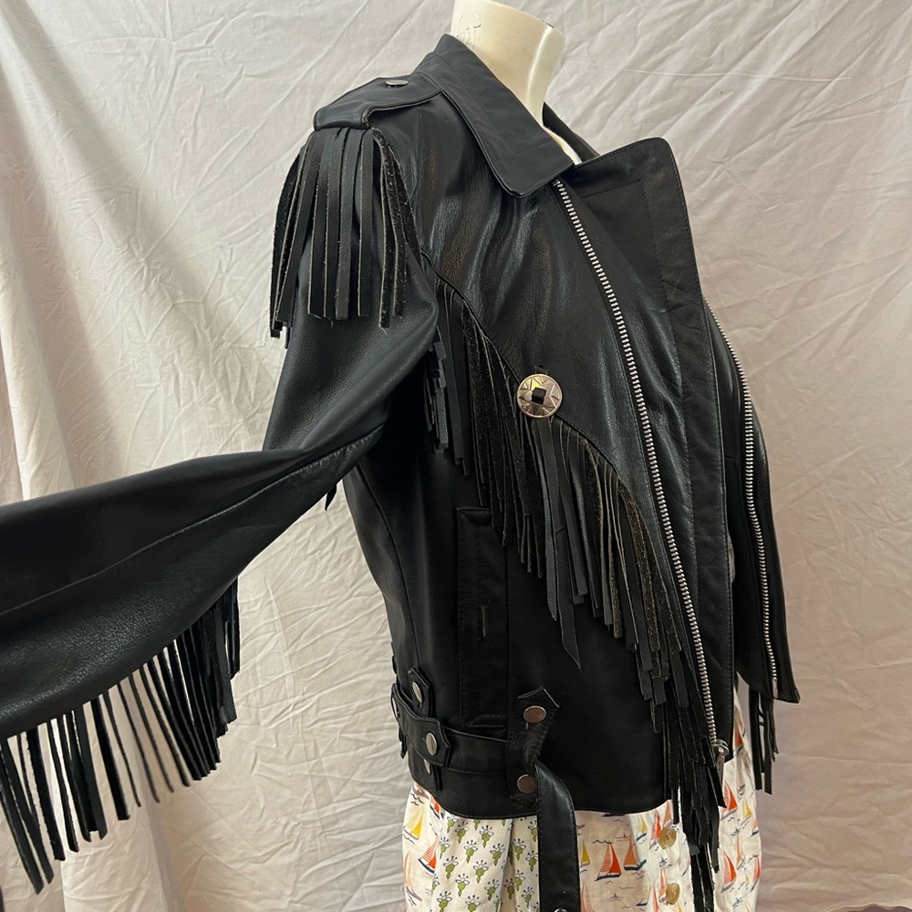 Open road thinsulate Wilson’s fringe concho boho black leather jacket